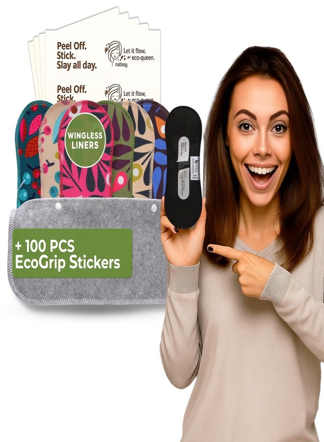 Natissy Wingless Reusable Panty Liners with Adhesive Sticker (Medium, 7-Pack) – High-Temp Washable Organic Cotton Liner for Women & Teens – for Daily Vaginal Discharge, 100% Breathable & Stay-Put - Image 1